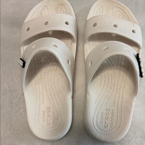 CROCS White Dual-Strap Slide Sandals